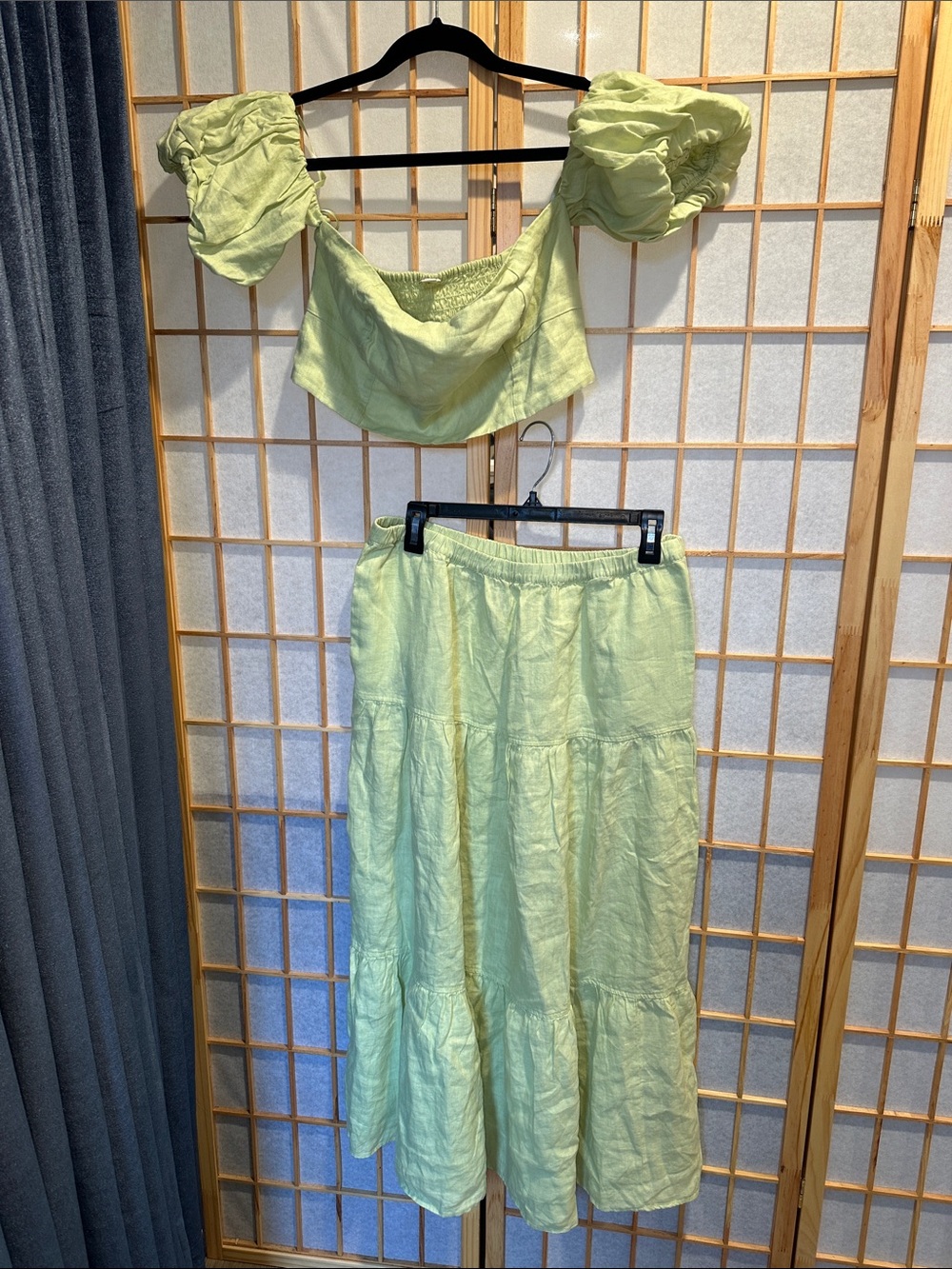 2 Piece Light Green Set Women's Skirt - Breezy Summer Style